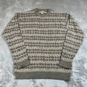 Vintage Munsingwear Sweater Men Medium Gray Chevron Basketweave Knit Pullover